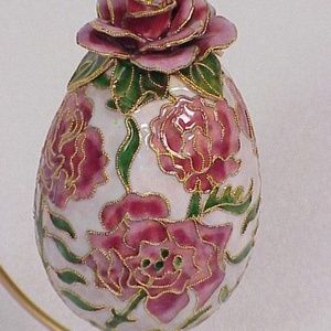 FINAL SALE PRICE Nyco International Pink Rose Topped Large Egg Ornament